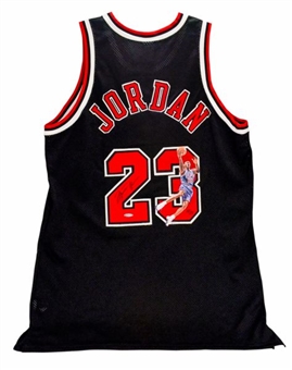 Michael Jordan Signed Chicago Bulls Jersey with Custom Jolene Jessie Jersey Art 